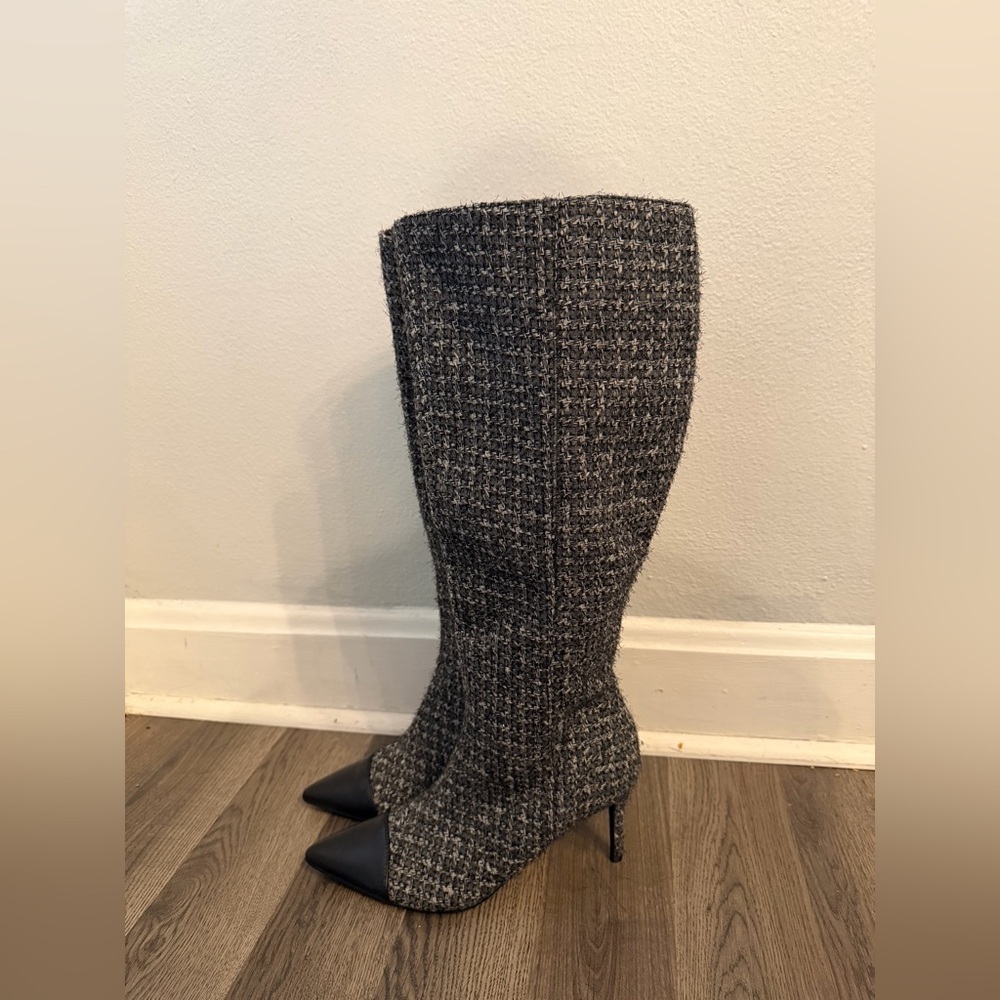 JustFab Isabel Tweed Cap Toe Boots | Old Money Aesthetic